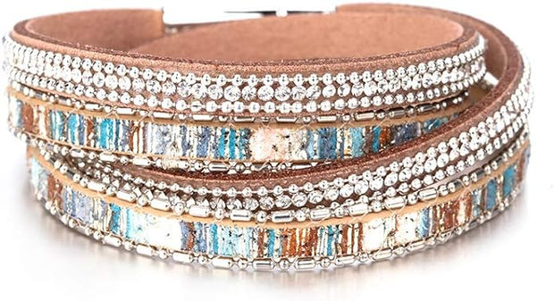 Bracelet - color crystal CUFF WRAP BOHO Bracelet