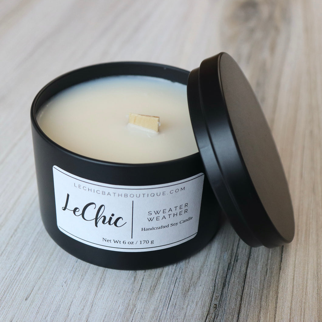 Black Tin Soy Candle ~ Sweater Weather