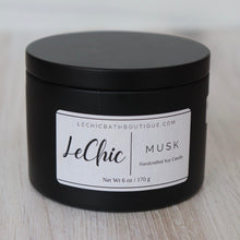 Candle ~ Musk scented soy black tin