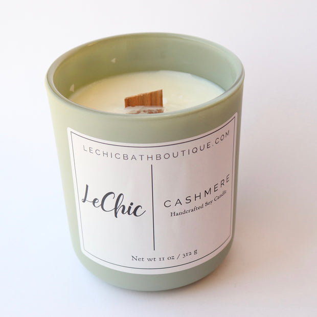 Large Wooden Wick Soy Candle ~ Cashmere