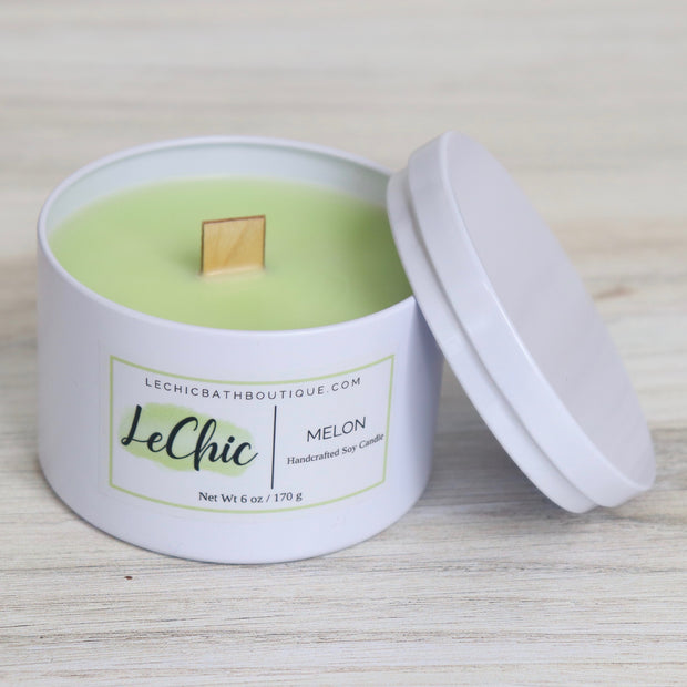 Candle ~ Melon white tin soy