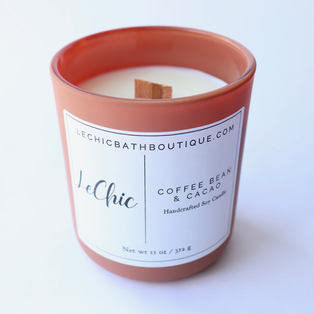 Candle Large Wooden Wick Soy Candle ~ Coffee & Cacao