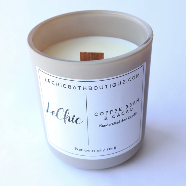 Candle Large Wooden Wick Soy Candle ~ Coffee & Cacao