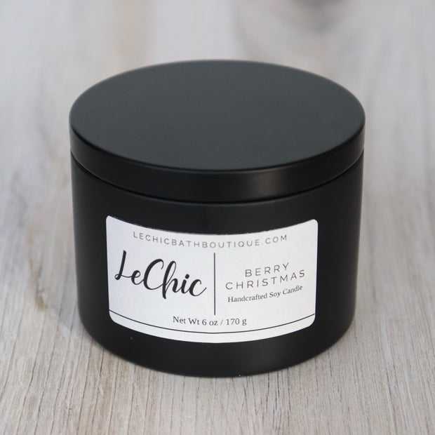 Black Tin Soy Candle ~ Berry Christmas